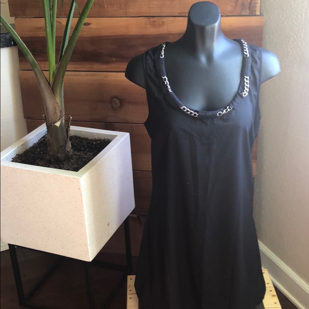Black Dress with Metal Neckline